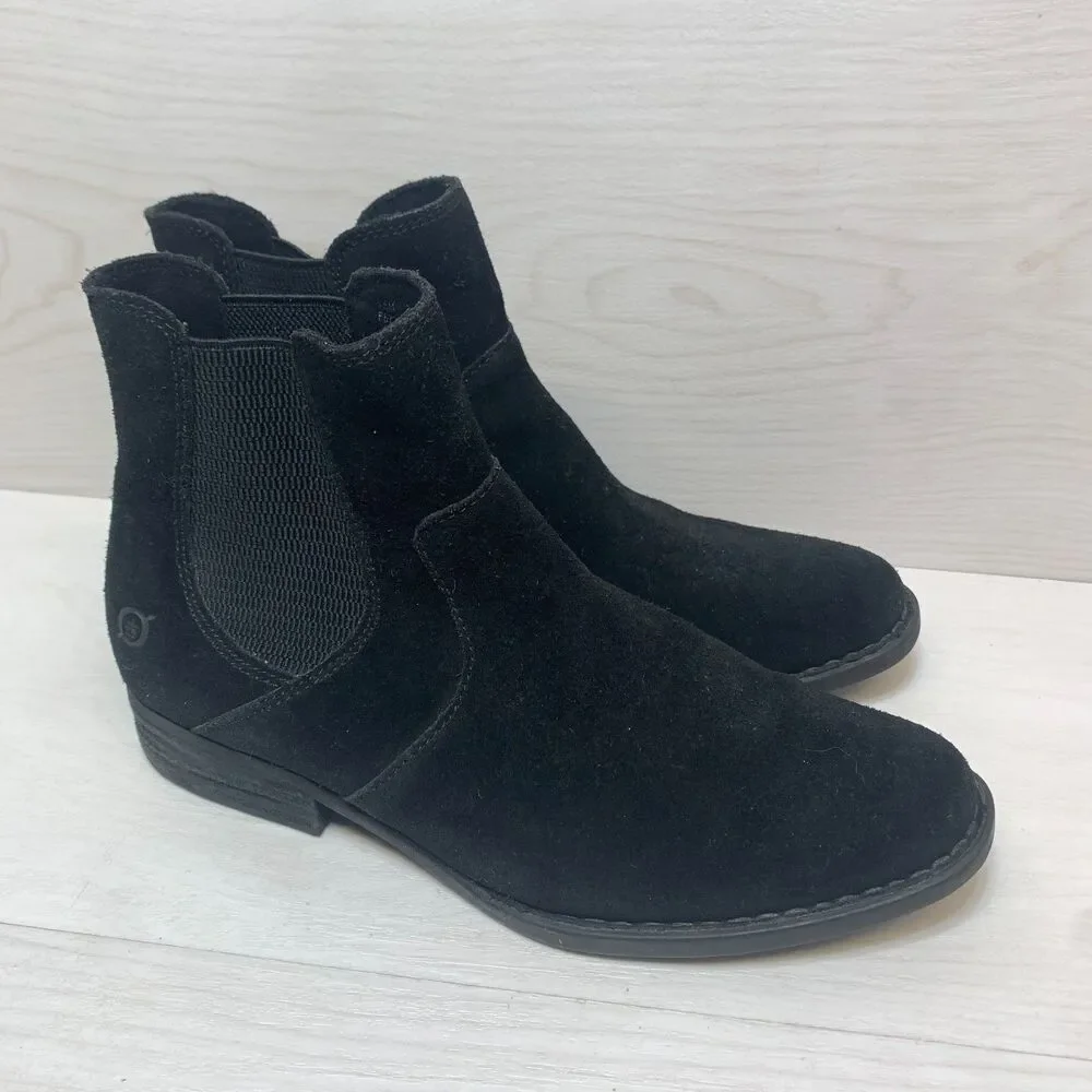 Born Bresson‎ Chelsea Boots Women's Size 8.5 Black Leather Pull On Comfort